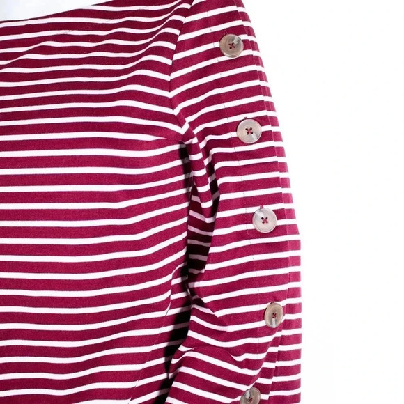 Banana Republic Button Sleeve Red Striped Top S - Picture 2 of 3